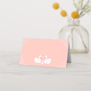 Swans Baby Shower Bird with Crown Co-Ed Peach Place Card