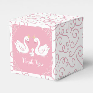 Swans Baby Shower Bird with Crown Co-Ed Pink Favor Box