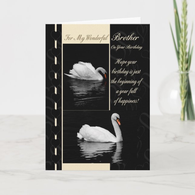 Swans de carte d'anniversaire frère (Devant)