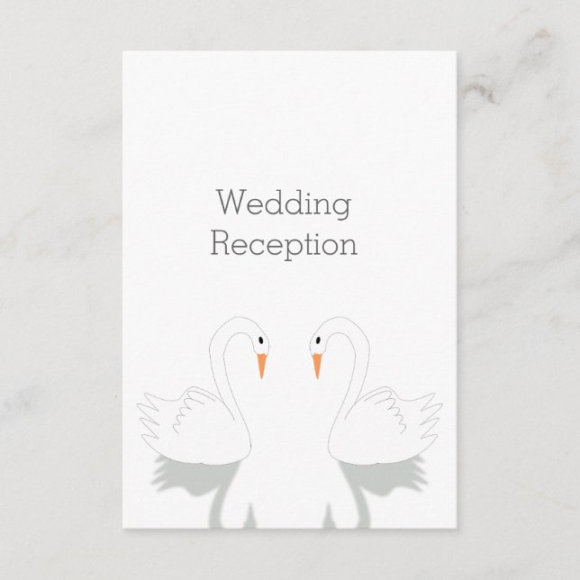 Swans Design Wedding Reception Enclosure Card (Front)