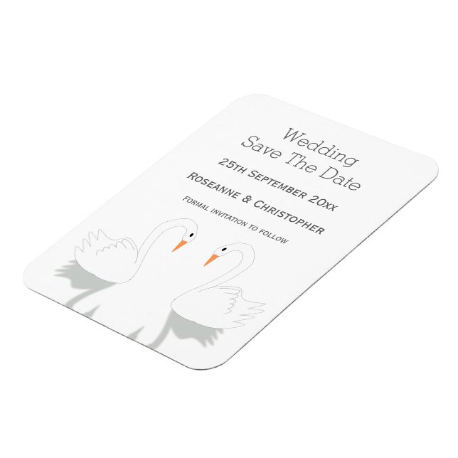 Swans Design Wedding Save The Date Magnet (Left Side)