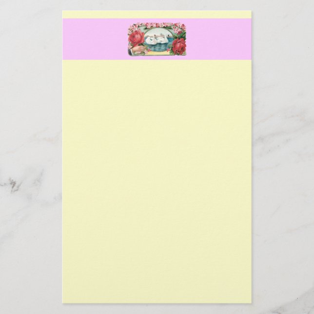 Swans et papeterie Vintage Rose (Devant)