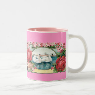Swans et Rose Vintage Art Café Mug