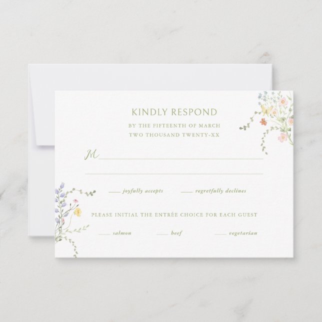 Swans Floral Monogram Crest Wedding RSVP Card (Front)