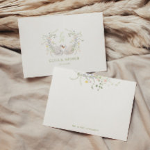 Swans Floral Monogram Crest Wedding