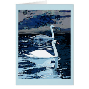 Swans graphic art card