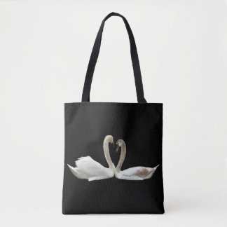 Swans heart - black tote bag