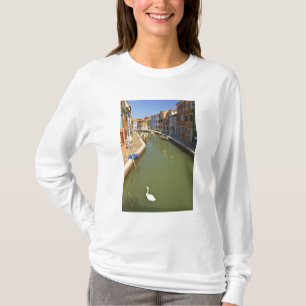 Swans in canal, Burano Island, Venice, Italy T-Shirt