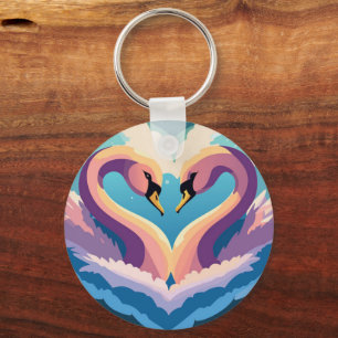Swans In Love Keychain