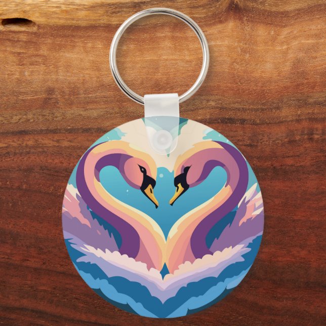 Swans In Love Keychain (Back)