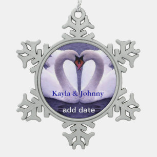 Swans in LOVE Pewter Snowflake Ornament