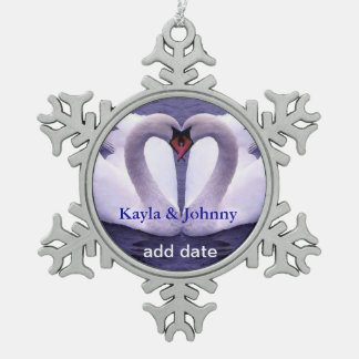 Swans in LOVE Pewter Snowflake Ornament