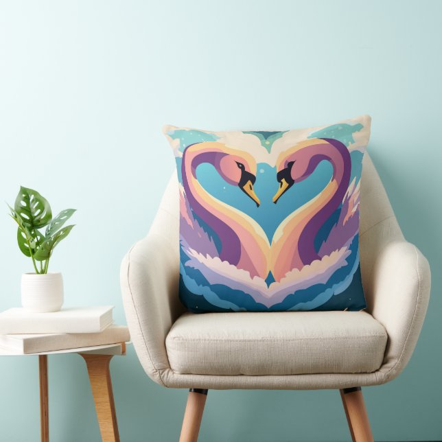 Swans In Love Throw Pillow (Chair)