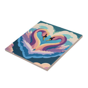 Swans In Love Tile