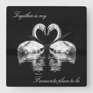 Swans in love wildlife clock