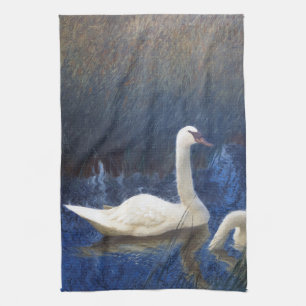 Swans in Reeds, Bruno Liljefors Kitchen Towel