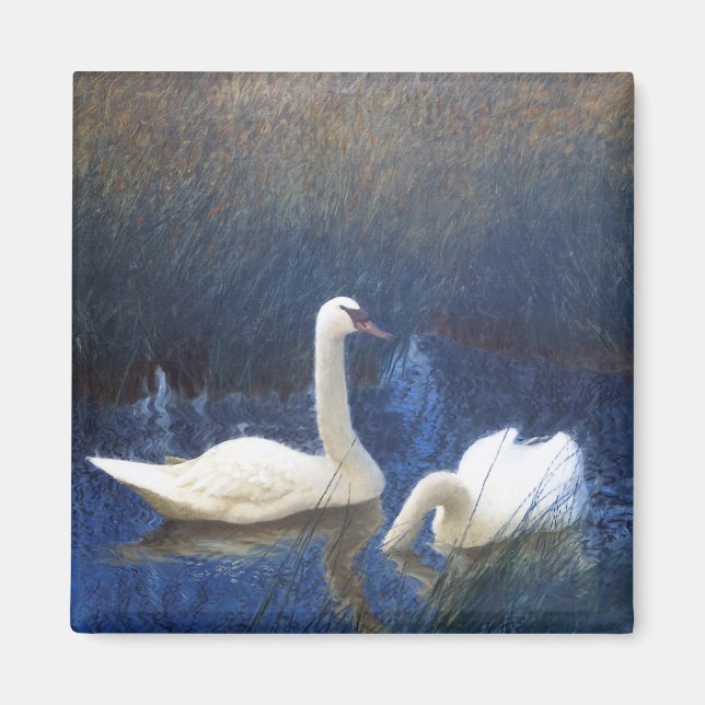 Swans in Reeds, Bruno Liljefors Magnet (Front)