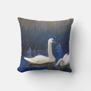 Swans in Reeds, Bruno Liljefors Throw Pillow