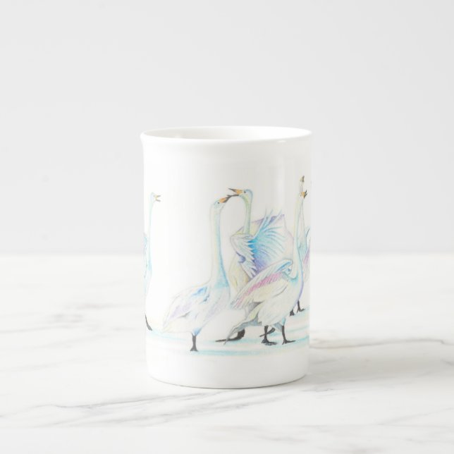 Swans in Snow Bone China Mug (Front)