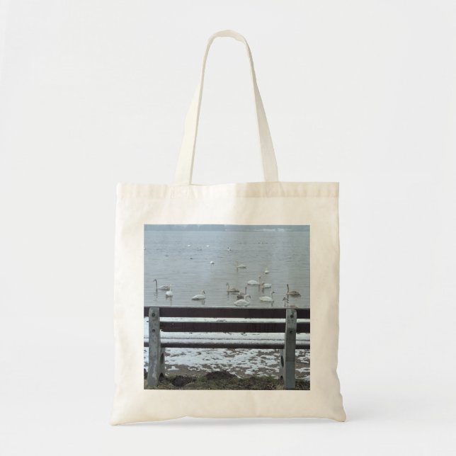 Swans, lake and a bench - bag (Front)