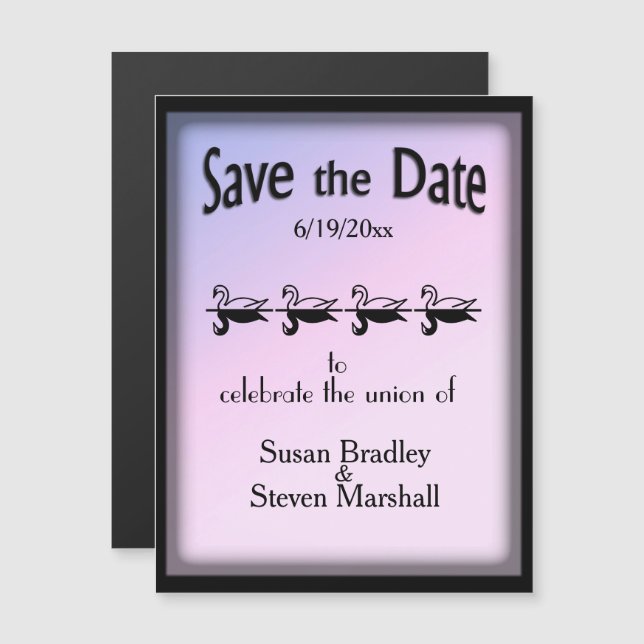 Swans Lovely Save the Date Magnetic Invitation (Front/Back)