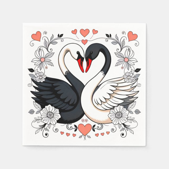 Swans Luxury Wedding Table Setting Napkin (Front)