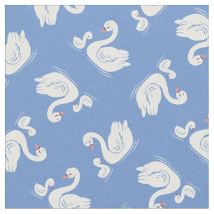 Swans Mama and Baby Cute Kids Fabric