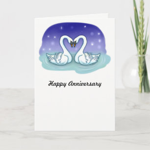 Swans on Lake Anniversary Card