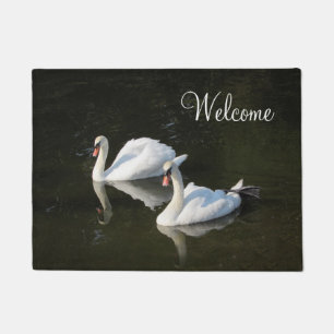 Swans on Lake Welcome Doormat