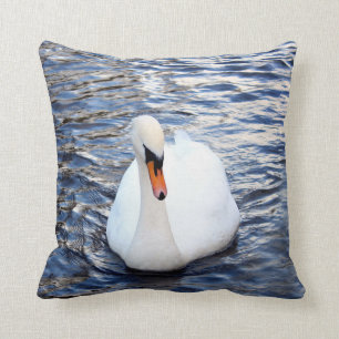 Swans on water throw pillow