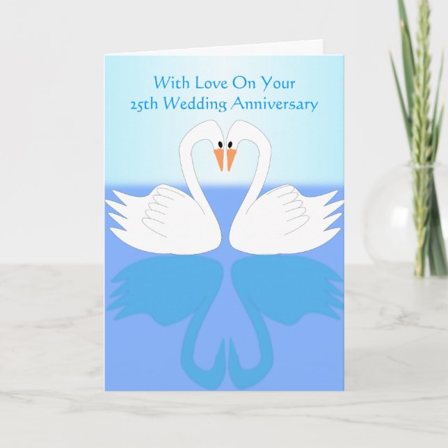 Swans Personalised 25th Wedding Anniversary Card (Front)