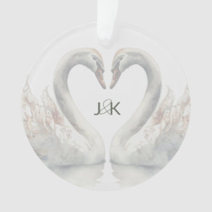 Swans romantiques Mariage Couple Monogramme