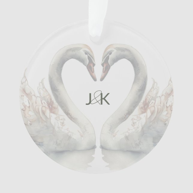 Swans romantiques Mariage Couple Monogramme (devant)