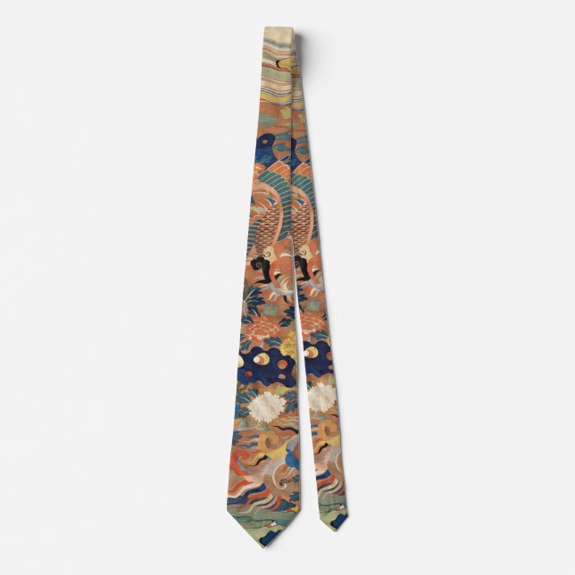 Swan's Serenade: A Chrysanthemum Tapestry Neck Tie (Front)