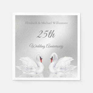 Swans Silver custom 25th Wedding Anniversary Napkin