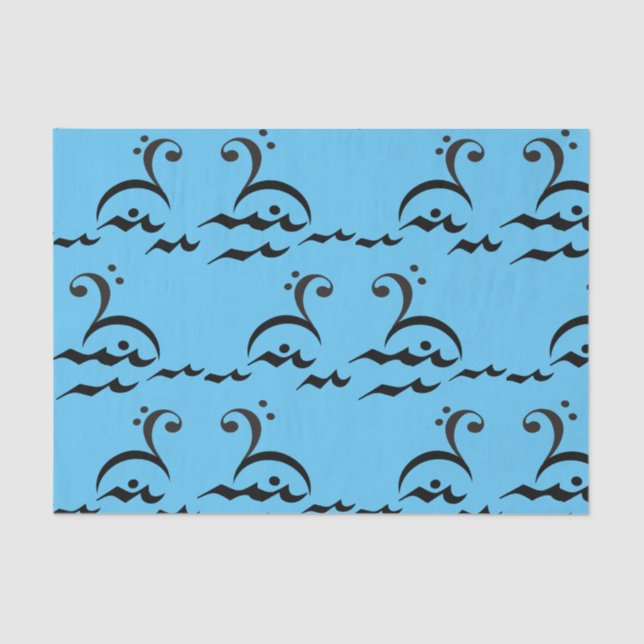 Swans, Swan Lake, Music symbols, music teacher Tissue Paper (Front)