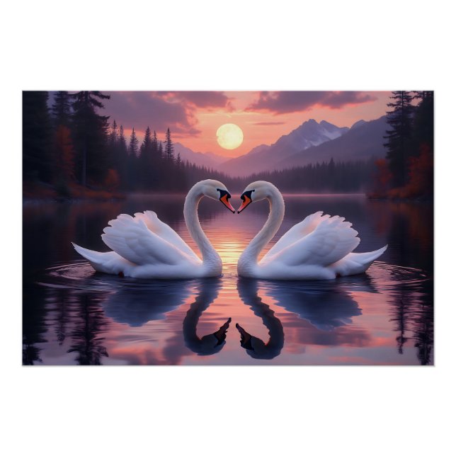 Swans under the Moon of Love Poster (Front)