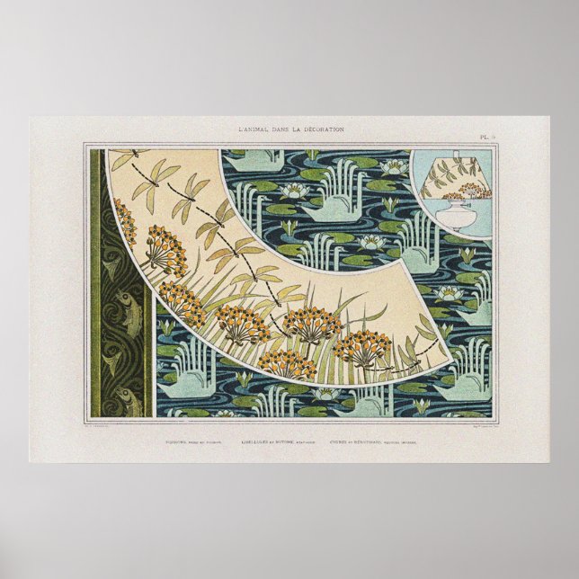 Swans, Water Lilies and Dragonflies Poster (Front)