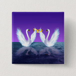 Swan's Wedding 2 Inch Square Button