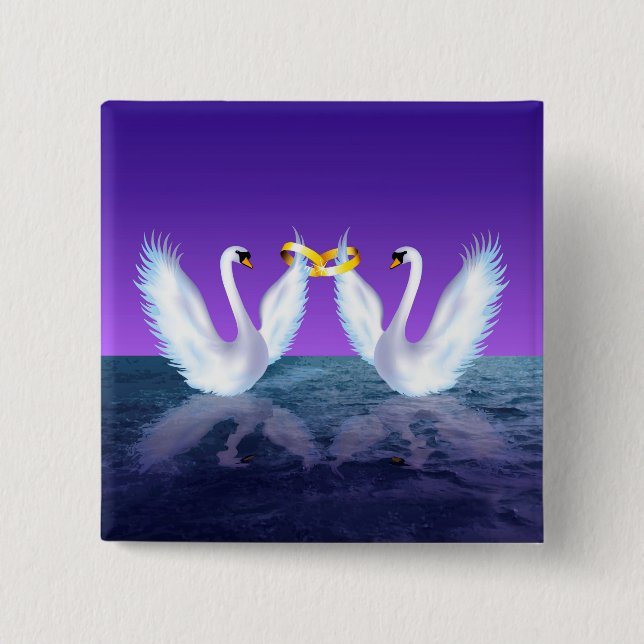 Swan's Wedding 2 Inch Square Button (Front)