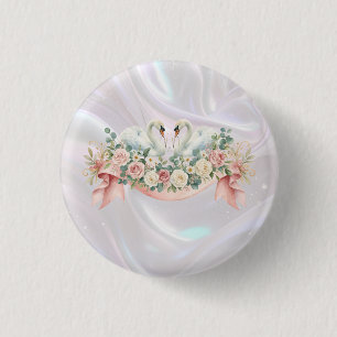 Swans Wedding Napkins 1 Inch Round Button