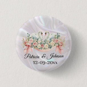 Swans Wedding Napkins 1 Inch Round Button