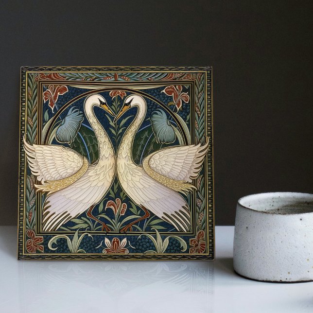 Swans William Morris Wall Decor Art Nouveau Swan Tile (Creator Uploaded)