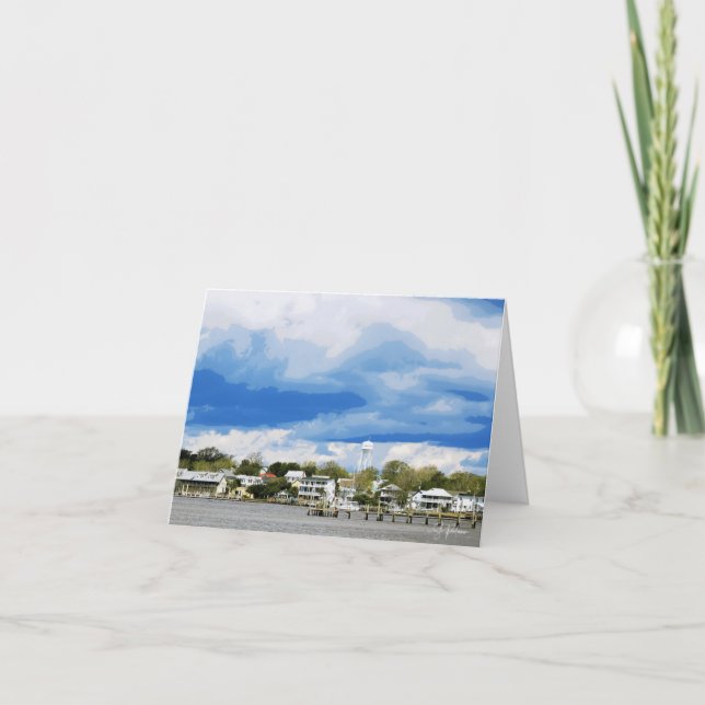 Swansboro Waterfront, 4" x 5.6" Folded Note Card (Front)