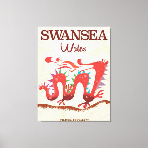 Swansea Wales Dragon poster Canvas Print