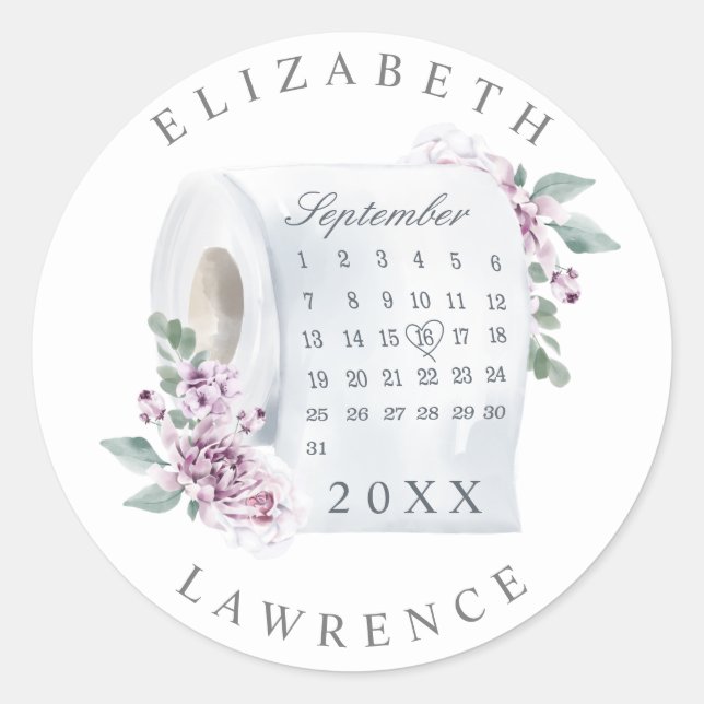 Swap the Date Florals Toilet Paper Roll Calendar Classic Round Sticker (Front)