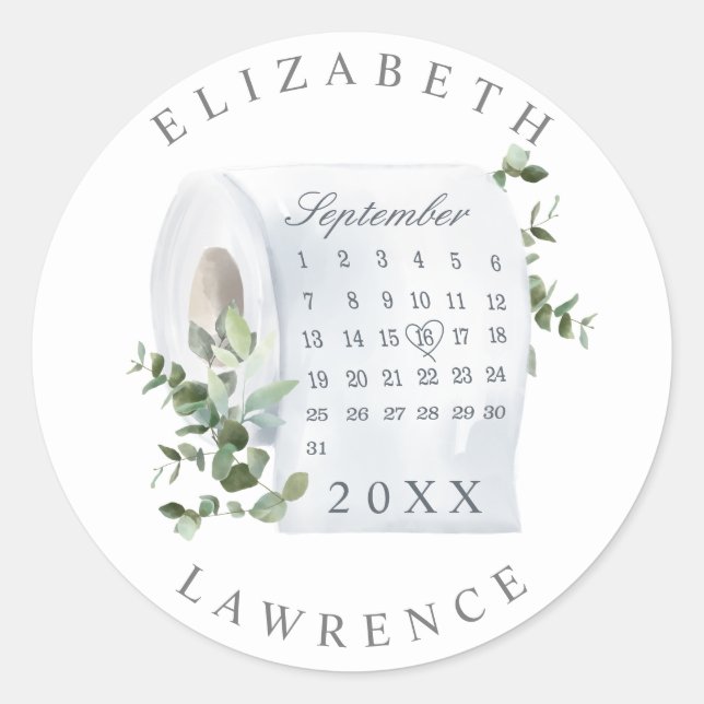 Swap the Date Foliage Toilet Paper Roll Calendar Classic Round Sticker (Front)