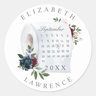 Swap the Date Red Rose Toilet Paper Roll Calendar Classic Round Sticker