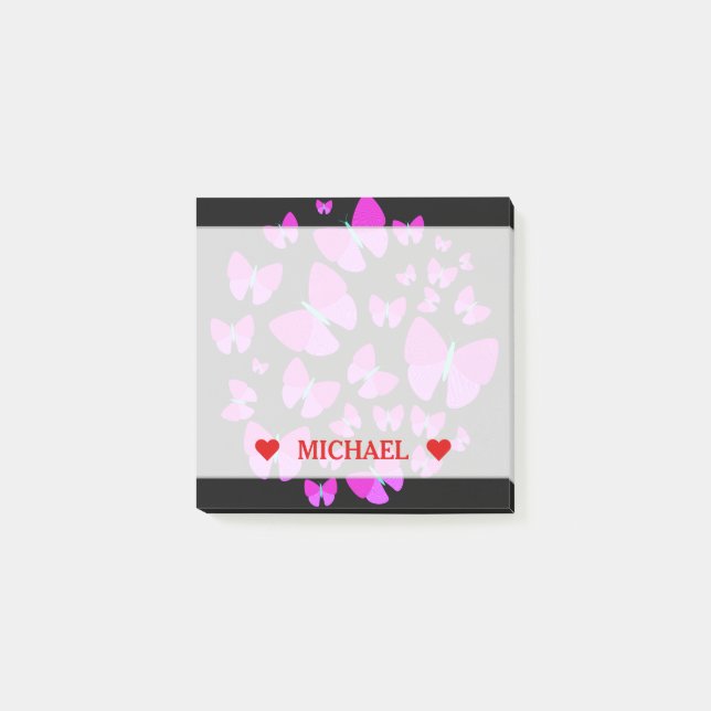 Swarm of Artistic Butterflies & Custom Name Note (Front)