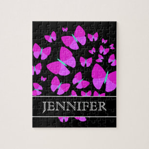 Swarm of Artistic Butterflies + Custom Name Puzzle